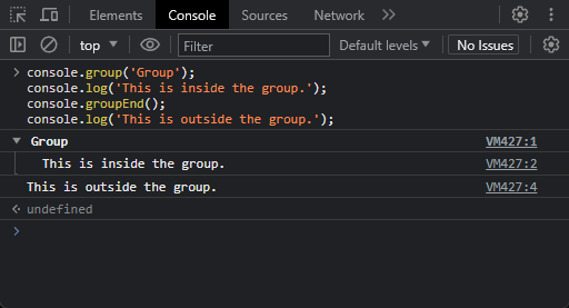 method console groupEnd