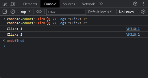 method console count