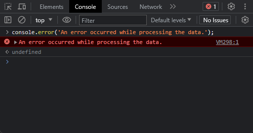 method console error