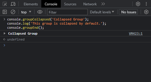 method console groupCollapsed